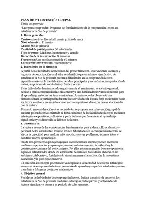 Estructura Del Trabajo Final, Intervencion Grupal
