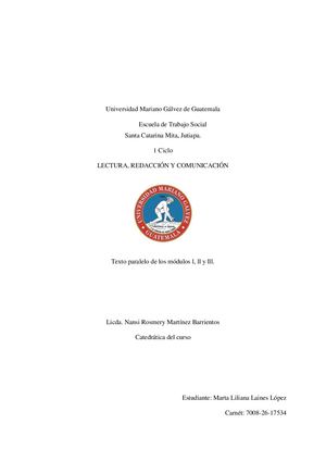 Texto Paralelo Lectura