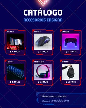 Post Para Instagram Accesorios Gaming Moderno Azul Y Rojo Neón