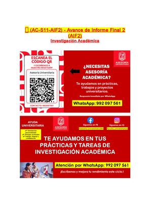 ???? (Ac S11 Aif2) Avance De Informe Final 2 (Aif2) Investigación Académica