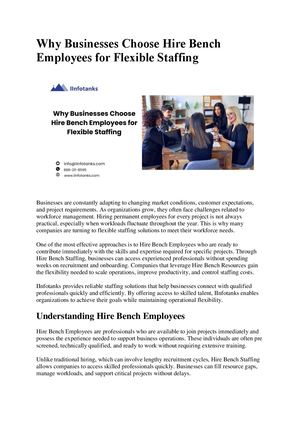 Why Businesses Choose Hire Bench Employees For Flexible Staffing