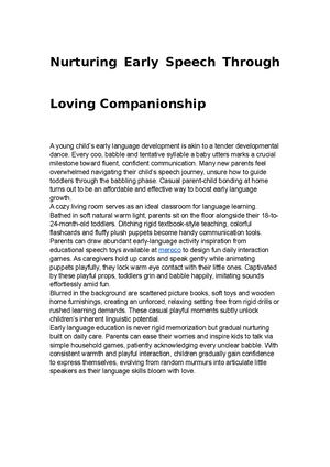 Nurturing Early Speech Through Loving Companionship