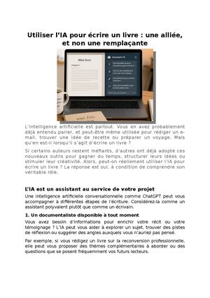 Utiliser L’ia Pour éCrire Un Livre