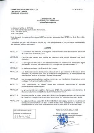 TRAVAUX DE POSE STAND GRDF - RUE DE LA CONVENTION - ENT GRDF