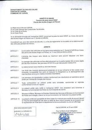 TRAVAUX DE POSE STAND GRDF - PARVIS ECOLES ARAGON ET PREVERT - ENT GRDF
