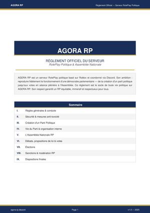 AGORA RP | Règlement RôlePlay