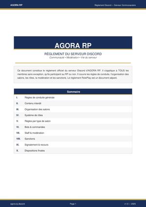 AGORA RP | Règlement Discord