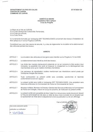 TRAVAUX D INSTALLATION DE FIBRE OPTIQUE - 5 RUE DU PROGRES - ENT ERT TECHNOLOGIES