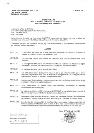 TRAVAUX DE MISE EN PLACE DE PROTECTIONS SUR LE RESEAU BT - 126/132 RUE F. DE PRESSENSE - ENT SANTERNE