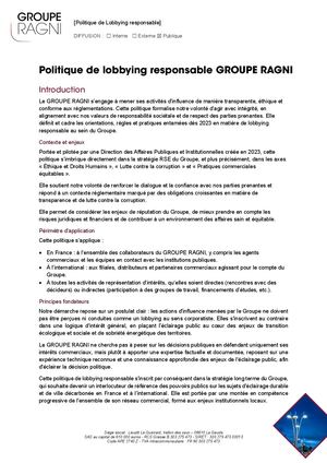 GROUPE RAGNI Politique Lobbying Responsable
