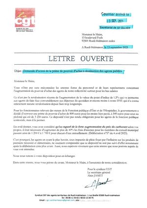 Lettre Ouverte Et Réponse Du Maire Prime De Pouvoir D'achat (1)