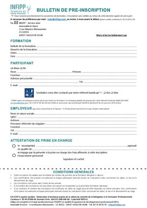 Bulletin De Pré Inscription Infipp