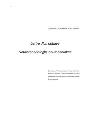 Lettre d'un cobaye ; neutechnologies, neuroesclaves