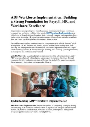 Adp Workforce Implementation In Ignite Hcm