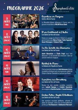 Programmation du festival Symphonie d'été 2026 à Fouras-les-Bains