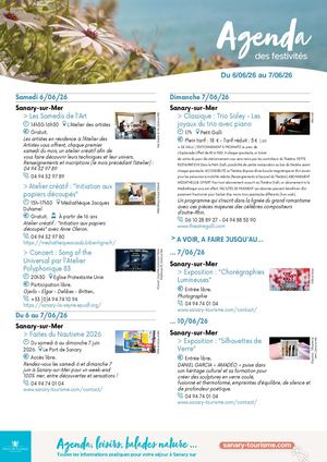 Agenda du week-end 06 & 07 juin 2026