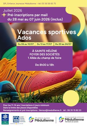 Vacances sportives Ados - juillet 2026