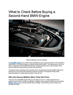 What to Check Before Buying a Second-Hand BMW Engine