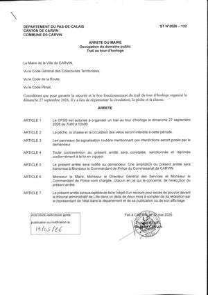 OCCUPATION DU DOMAINE PUBLIC - TRAIL AU TOUR D HORLOGE