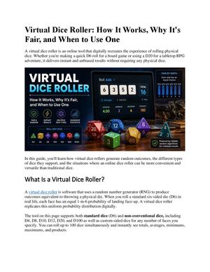 Virtual Dice Roller How It Works, Why It's Fair, And When To Use One