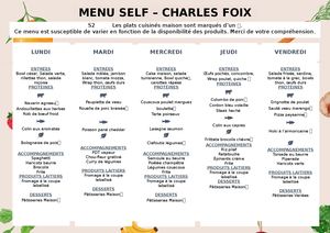 Menu Self Cfx S2 ÉTé