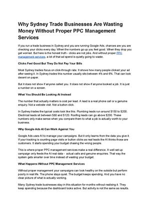 Why Sydney Trade Businesses Are Wasting Money Without Proper Ppc Management Services