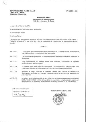 OCCUPATION DU DOMAINE PUBLIC - FETE DES VOISINS - RUE M. DURAS