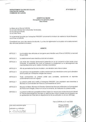 OCCUPATION DU DOMAINE PUBLIC - RUE D ORAN - ENT FRIGORY