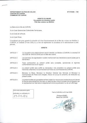OCCUPATION DU DOMAINE PUBLIC - FETE DES VOISINS- RUE MOLIERE
