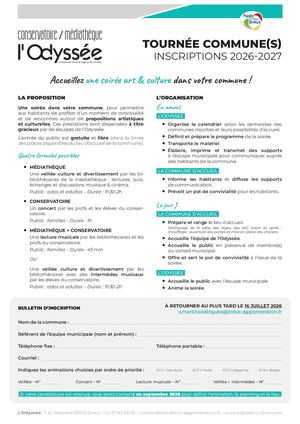 FICHE D'INCRIPTION : Odyssée Tournée Commune Inscription