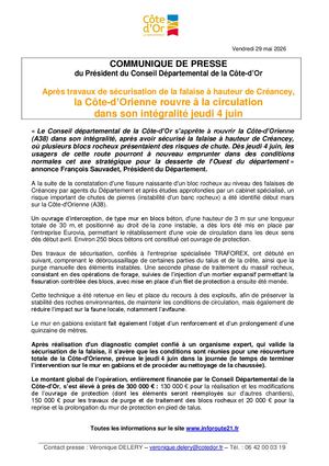 Réouverture intégrale de La Côte-D'orienne (A38)