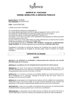 Arrete N 1383-2026-Festival Odp Du 10 Au 16-06-2026-Publié Le 04 06 2026