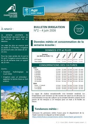 Bulletin Irrigation Eté2026 N°2