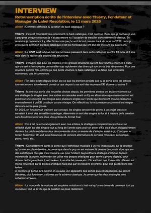 Interview Thierry Fondateur et Manager du Label Resolution