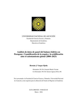 Análisis de datos de panel del balance hídrico en Paraguay: Cuantificación de la sequía y la aridificación ante el calentamiento global (2000–2023)