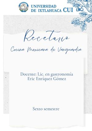 Recetario De Vanguardia