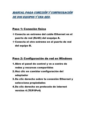 Manual Para Conexiòn y comfiguración de dos equipos