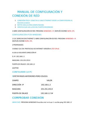 Manual De Configuración Y Conexión De Red
