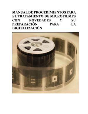 Proxe Dimientp Manual De Procedimientos Para El Tratamiento De Microfilmes Con No