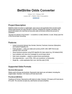 Betstrike Odds Converter Sourceforge