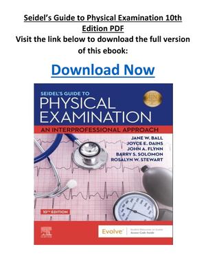 Seidel’s Guide To Physical Examination 10th Edition PDF