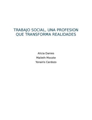 Trabajo Social una profesión para la transformación social