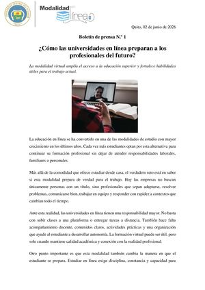 Boletín De Prensa N°1