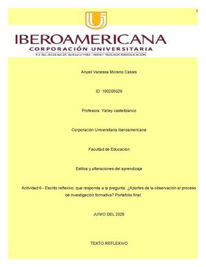 Actividad 6 - Escrito reflexivo