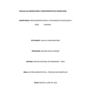 Manual De Conservación Y Mantenimiento De Microfilmes Juan Parra