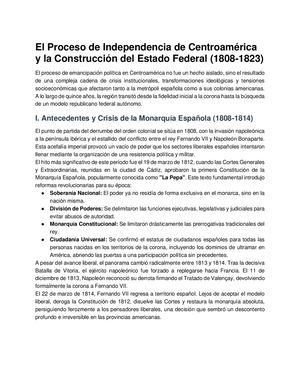 El Proceso De Independencia De Centroamérica