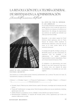 La Revolución De La Teoría General De Sistemas En La Administración Revista