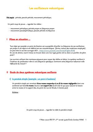 Les Oscillateurs Mécaniques