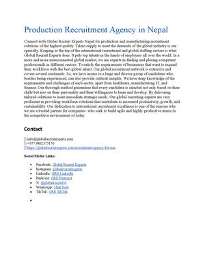 Production Recruitment Agency In Nepal 1