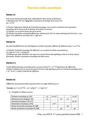 Exercices Ondes Acoustiques